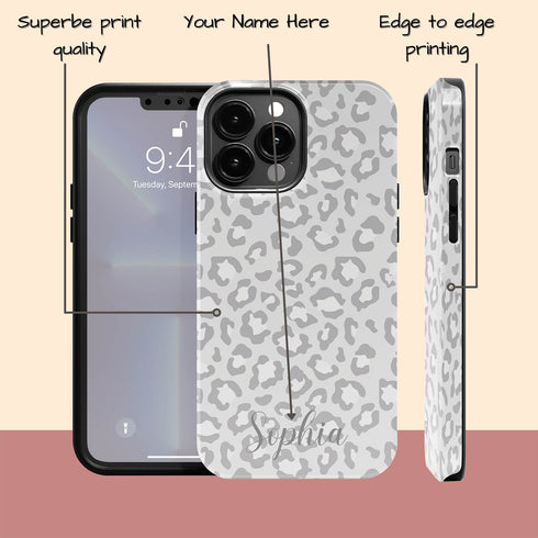 Light Leopard Personalized Name iPhone Case
